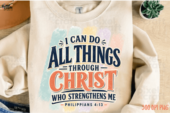 Christian Bible Verse Philippians 4 13 P for T-Shirt Designs