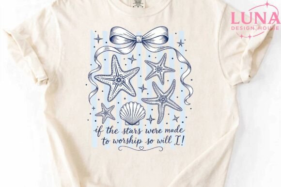 Coastal Starfish Bow Christian PNG for T-Shirt Designs