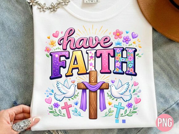 Faith Christian Cross Dove Floral PNG for T-Shirt Designs