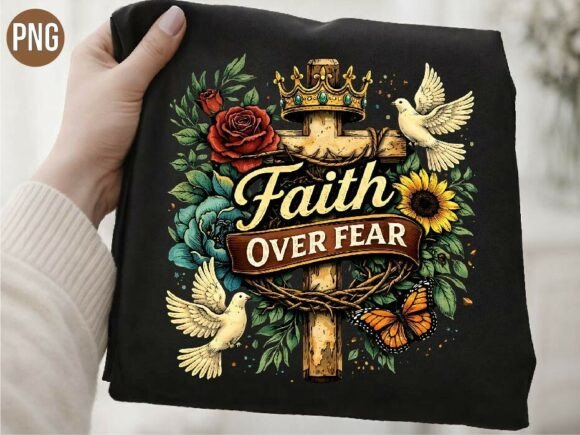 Faith Over Fear Cross T-Shirt Design