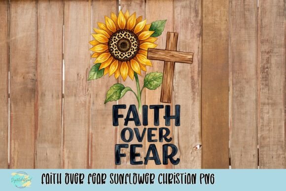 Faith over Fear Sunflower Christian PNG for T-Shirt Designs