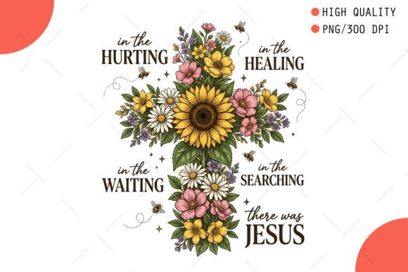 Floral Cross Jesus Design