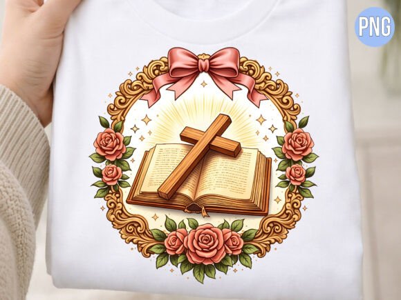 Holy Bible Cross Roses Christian PNG T-Shirt Designs