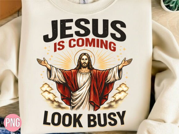 Jesus is Coming Look Busy Christian PNG for T-Shirt Designs