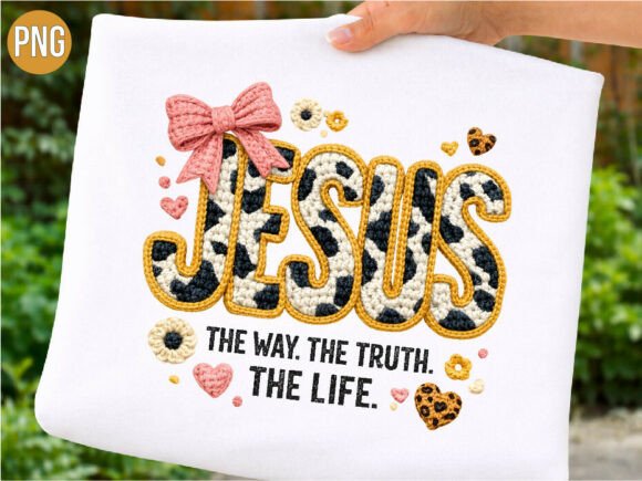 Jesus Way Truth Life Leopard Print PNG for T-Shirt Designs