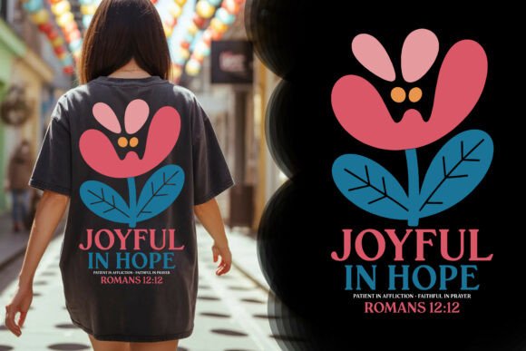 Joyful in Hope Floral Christian Tee T-Shirt Designs