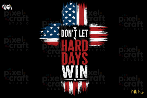 Patriotic Christian Cross Design PNG for T-Shirt Designs