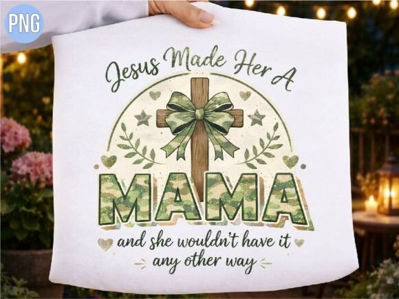 Religious Christian Camo Mama Cross PNG for T-Shirt Designs