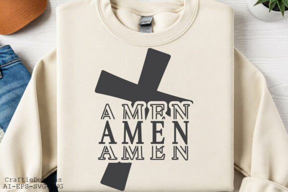 Retro Amen Cross Christian SVG