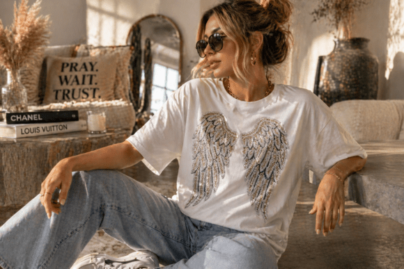 Rhinestone Angel Wings PNG Christian