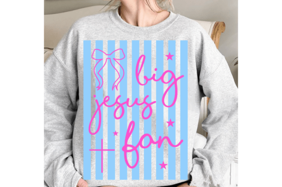 Striped Big Jesus Fan PNG for T-Shirt Designs