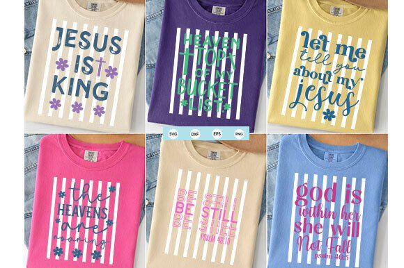 Striped Christian PNG Bundle Faith Png for T-Shirt Designs