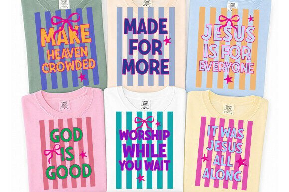 Striped God Bundle: Jesus Neon PNG, Faith T-Shirt Designs