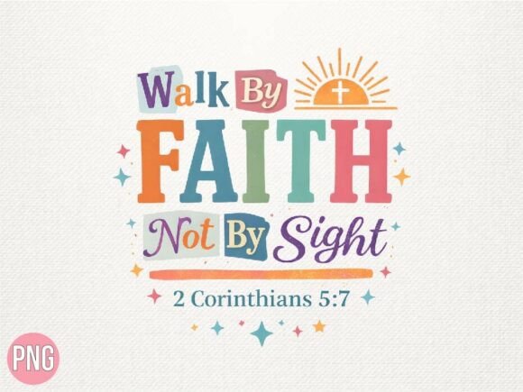 Walk by Faith Religious Christian PNG for T-Shirt Designs